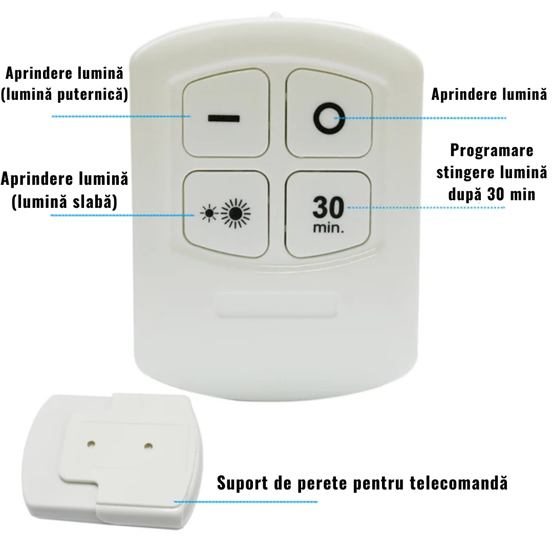 SET Lampi LED alimentare cu baterii, control prin telecomanda, wireless, Alb