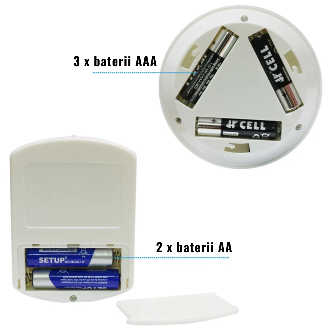 SET Lampi LED alimentare cu baterii, control prin telecomanda, wireless, Alb